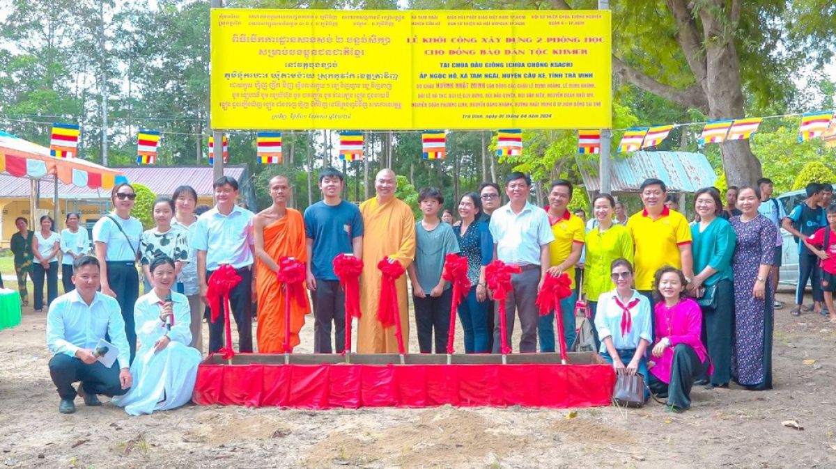 Trà vinh: Hội Từ thiện Tường Nguyên khởi công xây dựng 2 phòng học tại chùa Chongk Sach